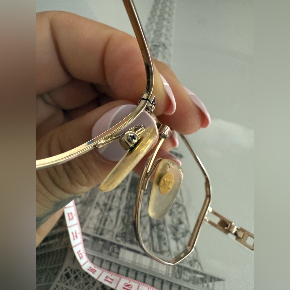 CELINE Vintage Gold and Red Eyeglasses Metal Frames - Picture 2 of 16